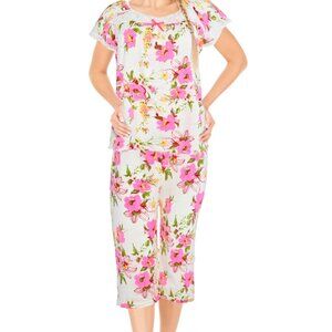 Womens Pajamas For Women 2 Piece Set Top & Capri Pants Sleepwear Soft Pajamas
